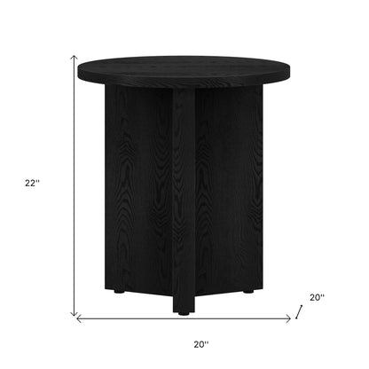 22" Black Wood Round End Table