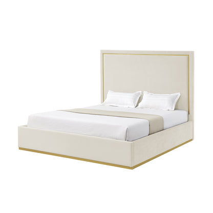 Gray Solid Wood King Upholstered Velvet Bed