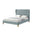 Blue Solid Wood Twin Tufted Upholstered Linen Bed