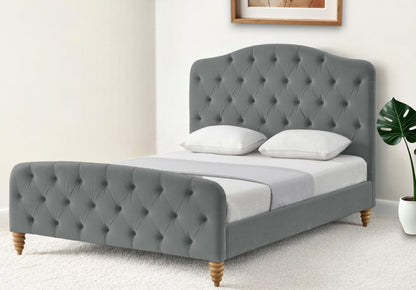 Blush Solid Wood Twin Tufted Upholstered Velvet Bed