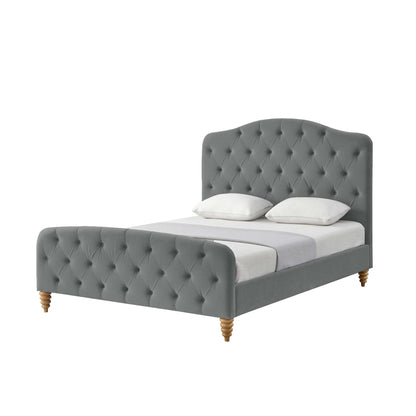 Blush Solid Wood Twin Tufted Upholstered Velvet Bed