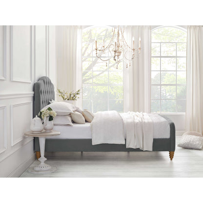 Blush Solid Wood Twin Tufted Upholstered Velvet Bed