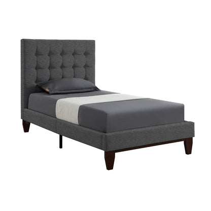 Navy Blue Solid Wood Full Tufted Upholstered Velvet Bed