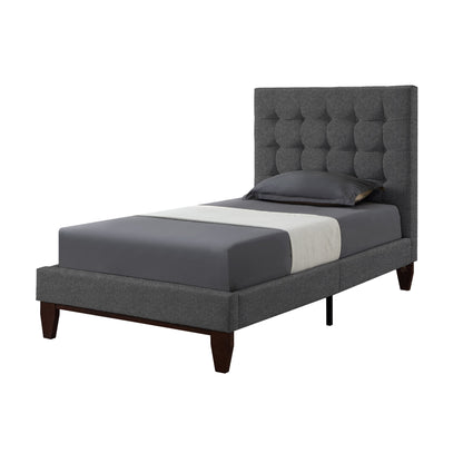 Navy Blue Solid Wood Full Tufted Upholstered Velvet Bed