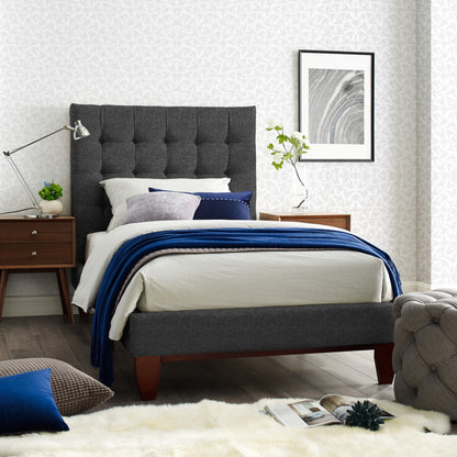 Navy Blue Solid Wood Full Tufted Upholstered Velvet Bed