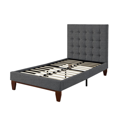 Navy Blue Solid Wood Full Tufted Upholstered Velvet Bed