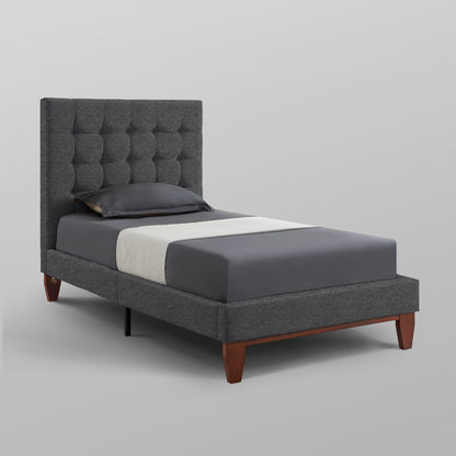 Navy Blue Solid Wood Full Tufted Upholstered Velvet Bed