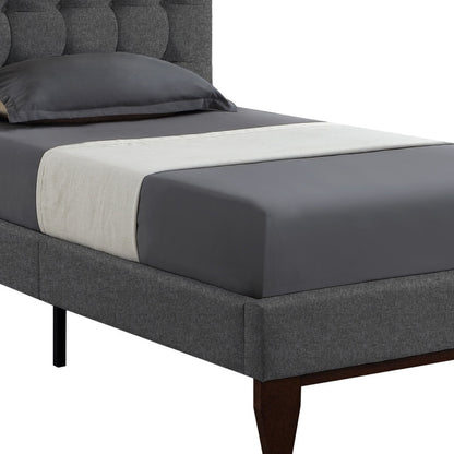 Navy Blue Solid Wood Full Tufted Upholstered Velvet Bed