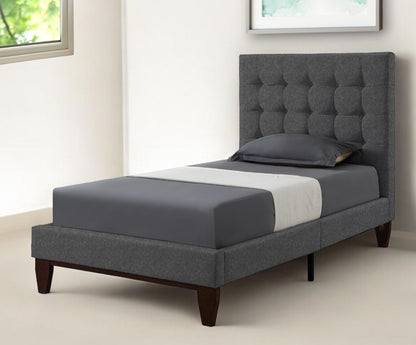 Navy Blue Solid Wood Full Tufted Upholstered Velvet Bed