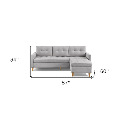 87" Light Gray Polyester Blend Sofa With Ottoman With Natural Legs