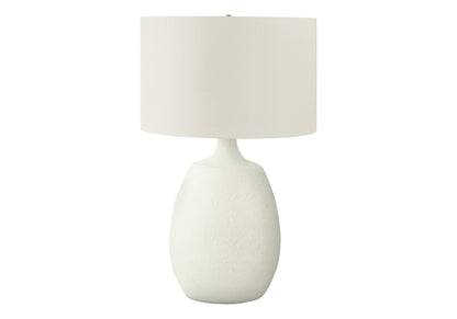 26" Cream Gourd Table Lamp With Cream Drum Shade