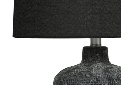 Lampe de table ronde en céramique noire de 24 po avec abat-jour tambour noir