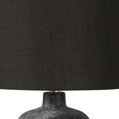 Lampe de table ronde en céramique noire de 24 po avec abat-jour tambour noir