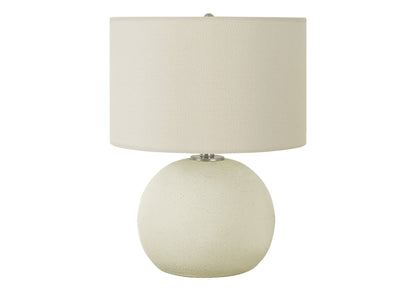 18" Cream Ceramic Round Table Lamp With Cream Drum Shade