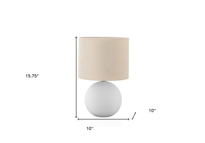 16" Cream Ceramic Round Table Lamp With Cream Drum Shade