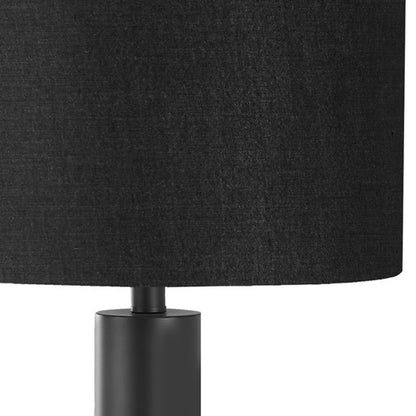 28" Black Metal and Acrylic Cylinder Table Lamp With Black Drum Shade