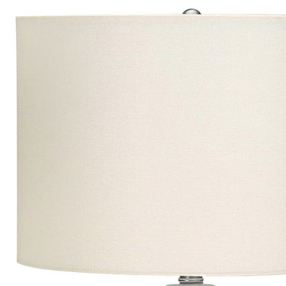 25" Cream Ceramic Urn Table Lamp With Cream Drum Shade