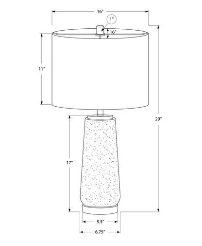 Lampe de table cylindrique grise et argentée de 29 po avec abat-jour tambour ivoire