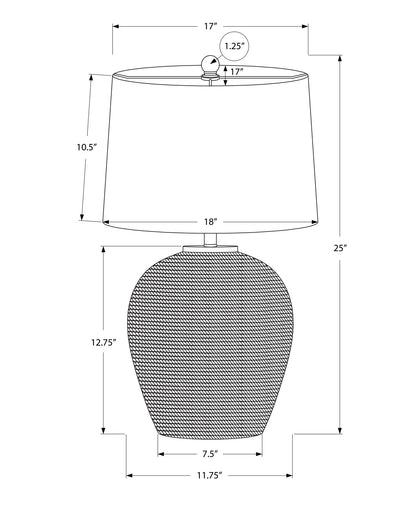 Lampe de table ronde en rotin beige de 25 po avec abat-jour tambour beige