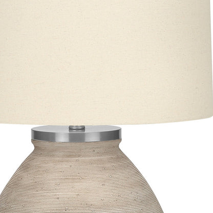 Lampe de table ronde en béton crème de 25 po avec abat-jour tambour beige