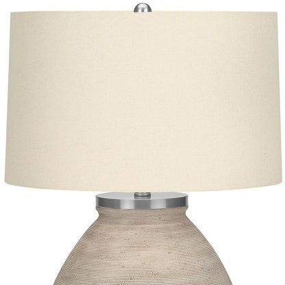 Lampe de table ronde en béton crème de 25 po avec abat-jour tambour beige