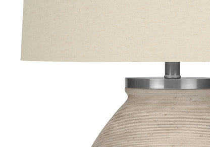 Lampe de table ronde en béton crème de 25 po avec abat-jour tambour beige