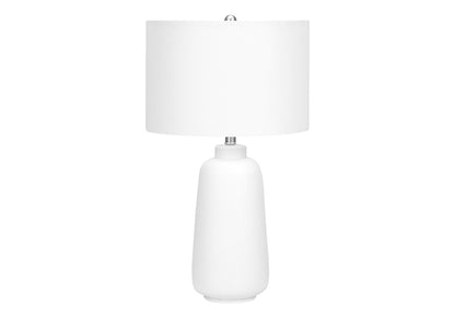 Lampe de table cylindrique en céramique crème de 26 po avec abat-jour tambour crème