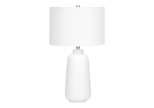 Lampe de table cylindrique en céramique crème de 26 po avec abat-jour tambour crème