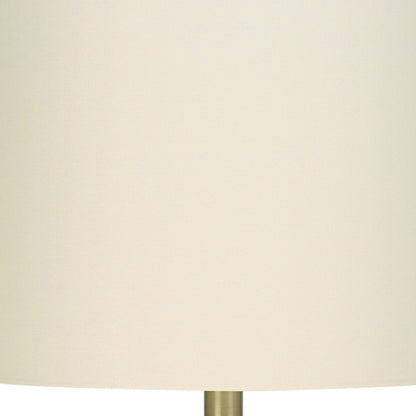 Lampe de table ronde en béton gris de 20 po avec abat-jour tambour ivoire