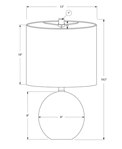 Lampe de table ronde en béton gris de 20 po avec abat-jour tambour ivoire