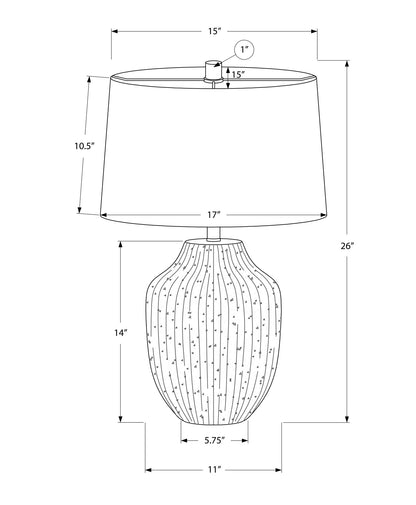 Lampe de table ronde en céramique crème de 26 po avec abat-jour empire crème