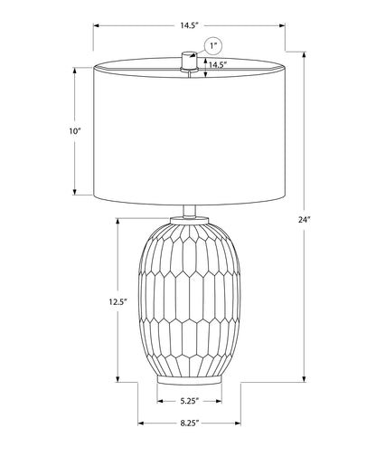 Lampe de table géométrique crème de 24 po avec abat-jour tambour crème