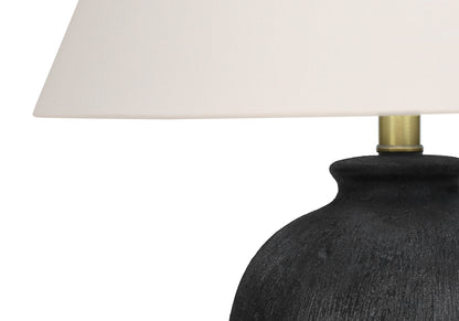 Lampe de table ronde en céramique noire de 24 po avec abat-jour empire ivoire