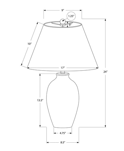 Lampe de table ronde en céramique noire de 24 po avec abat-jour empire ivoire