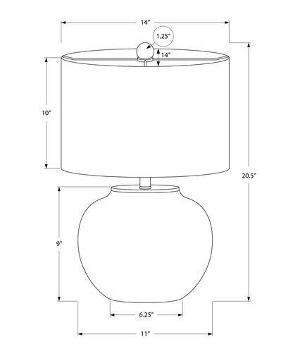 Lampe de table ronde en céramique crème de 21 po avec abat-jour tambour crème