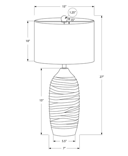 Lampe de table cylindrique grise de 27 po avec abat-jour tambour ivoire