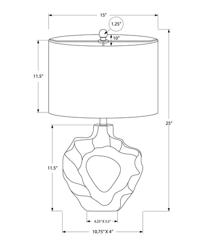 Lampe de table fantaisie crème de 25 po avec abat-jour tambour crème