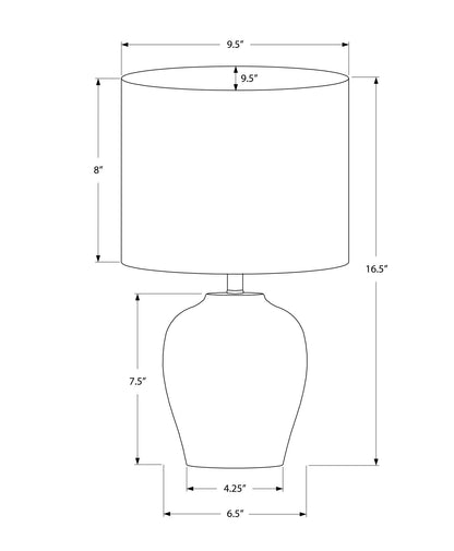 Lampe de table ronde en céramique noire de 17 po avec abat-jour tambour ivoire