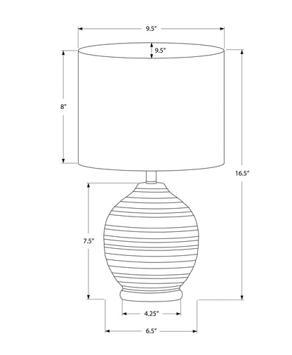 Lampe de table ronde en céramique noire de 17 po avec abat-jour tambour ivoire