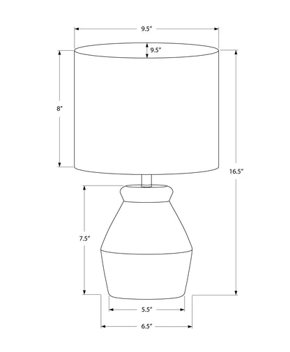 Lampe de table géométrique en céramique crème de 17 po avec abat-jour tambour crème