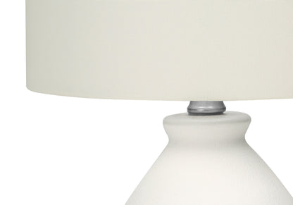 Lampe de table ronde en céramique crème de 17 po avec abat-jour tambour crème