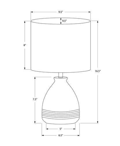 Lampe de table ronde en céramique crème de 17 po avec abat-jour tambour crème