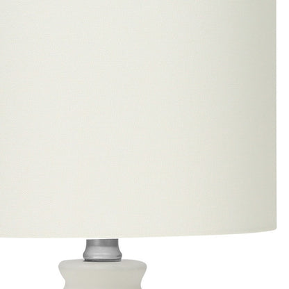 Lampe de table ronde en céramique crème de 17 po avec abat-jour tambour crème