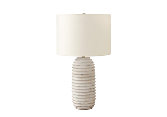 Lampe de table géométrique crème de 28 po avec abat-jour tambour crème