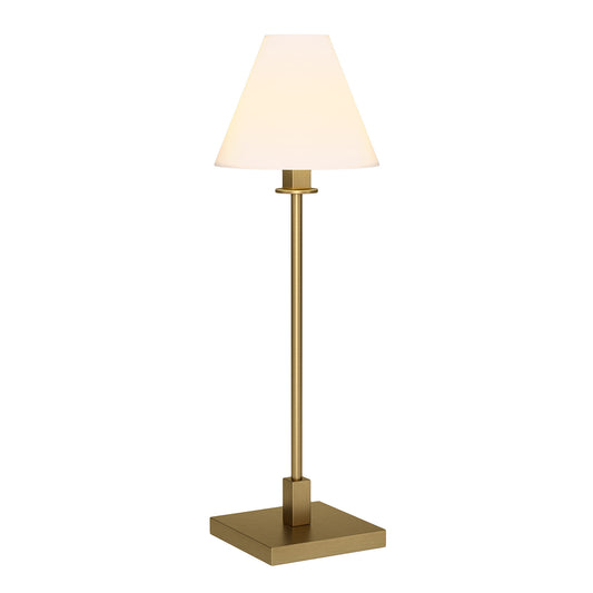 Lampe de table chandelier en métal et laiton de 28 po avec abat-jour conique blanc