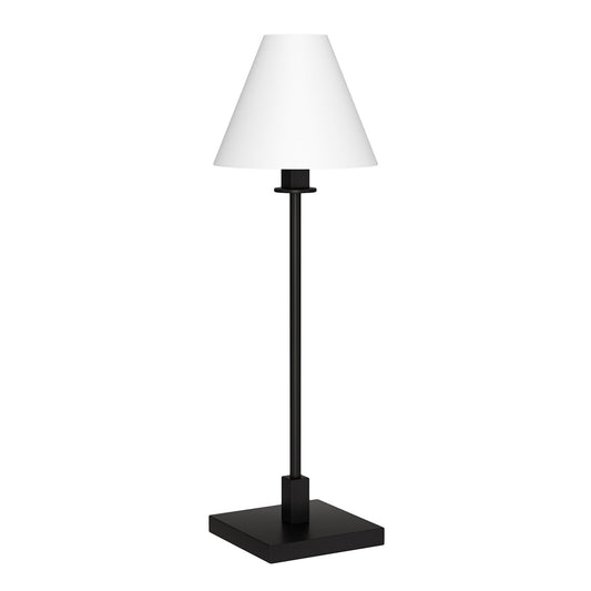 Lampe de table chandelier en métal noir de 28 po avec abat-jour conique blanc