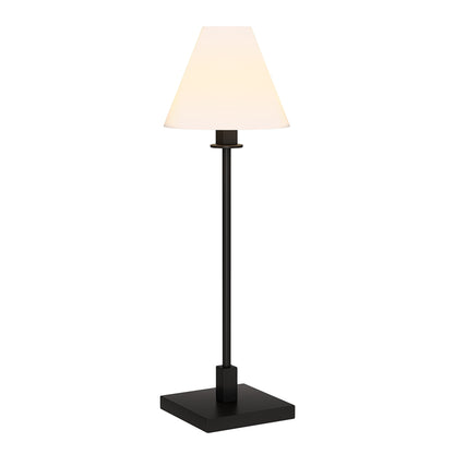 Lampe de table chandelier en métal noir de 28 po avec abat-jour conique blanc