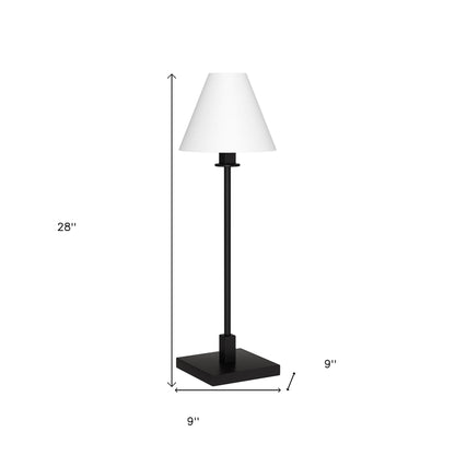 Lampe de table chandelier en métal noir de 28 po avec abat-jour conique blanc