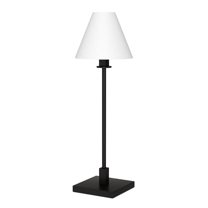 Lampe de table chandelier en métal noir de 28 po avec abat-jour conique blanc