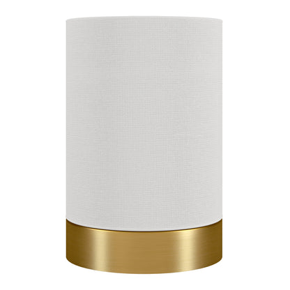 Lampe de chevet cylindrique en métal et laiton de 9 po avec abat-jour tambour blanc